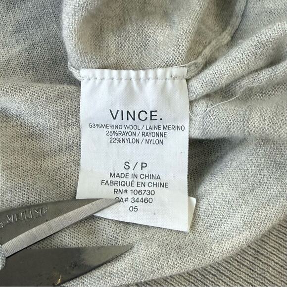 Vince Women’s Merino Wool Colorblock Easy Fit V Neck Sweater Pink Gray Sz Small - Picture 5 of 8